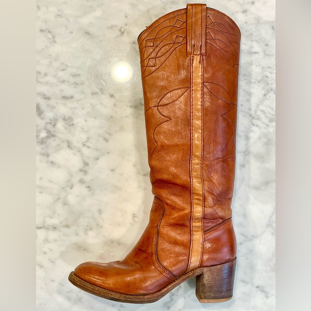 FRYE Rare Vintage *Late 60s* Black Label Horse Stitched Campus Boots, Brown, 6 - Picture 4 of 15